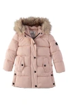 Sam Edelman Kids' Expedition Faux Fur Trim Puffer Jacket In Pink