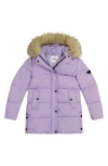 Sam Edelman Kids' Faux Fur Trim Puffer Jacket In Multi