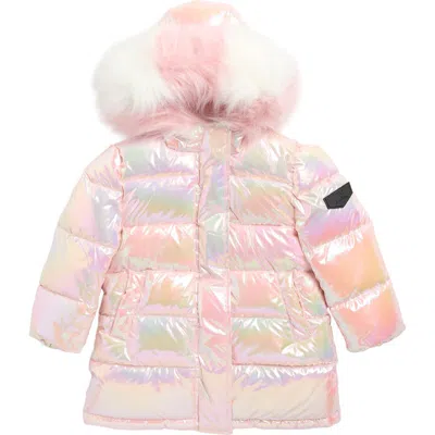 Sam Edelman Kids' Iridescent Stadium Puffer Jacket In Pink