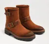 Sam Edelman Kinsley Motorcycle Boot In Amber Brown In Multi
