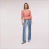 Sam Edelman Kit Pintuck Button Long Sleeve Top Terra Cotta Branch & Blossom In Pink