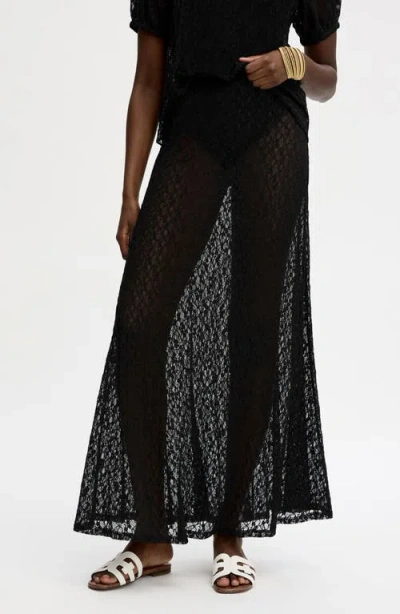 Sam Edelman Lace Knit Maxi Skirt In Black
