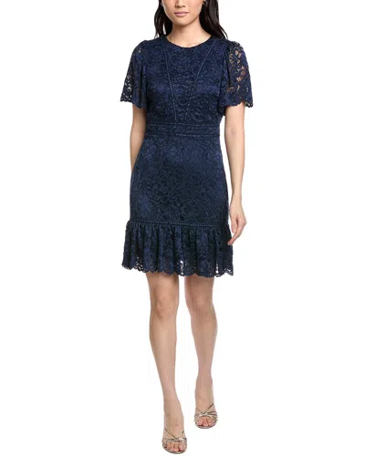Sam Edelman Lace Embroidered Flounce Hem Dress In Blue