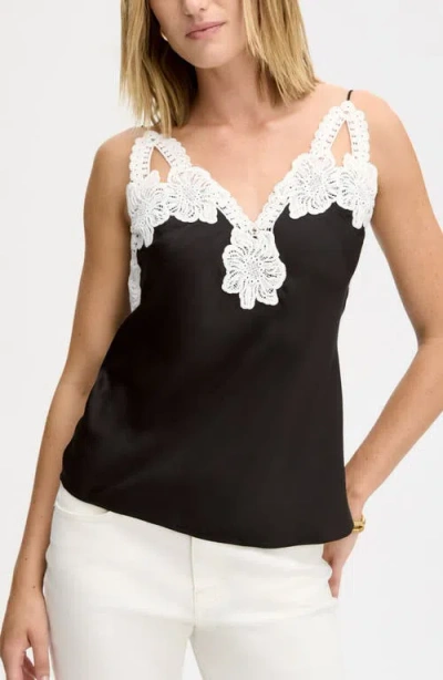 Sam Edelman Lace Trim Top In Black