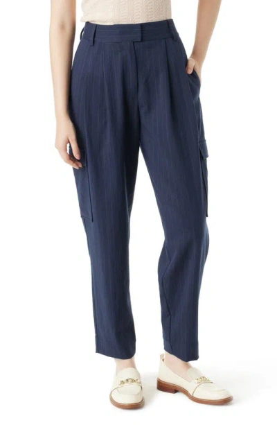 Sam Edelman Laila Pleated Tapered Cargo Trousers In Night Sky