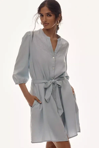 Sam Edelman Laine Tie-belt Mini Dress In Blue