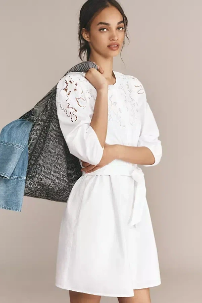 Sam Edelman Laine Tie Belt Mini Shirtdress In White