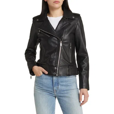 Sam Edelman Lambskin Leather Moto Jacket In Black