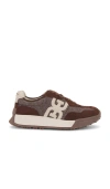 Sam Edelman Langley Lace Up Sneaker Brown Houndstooth Suede In Brown Multi
