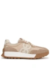 Sam Edelman Langley Lace Up Sneaker Tan Mesh Suede In Beige