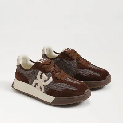 Sam Edelman Langley Lace Up Trainer Brown Houndstooth Suede