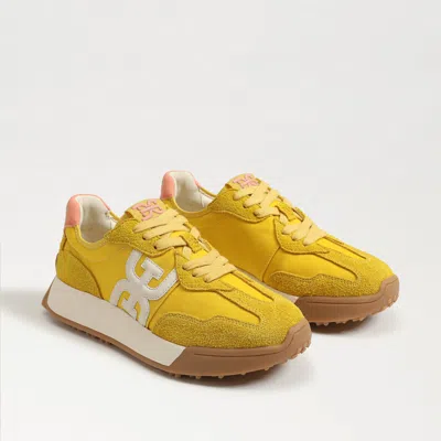Sam Edelman Langley Lace Up Sneaker Saffron Yellow/cream Suede