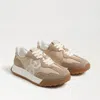 Sam Edelman Langley Lace Up Sneaker Tan Mesh Suede In Tan
