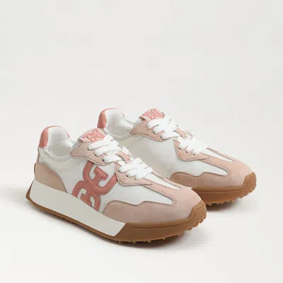 Sam Edelman Langley Lace Up Sneaker White/warm Blush Leather In Multi