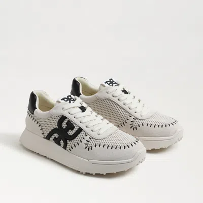 Sam Edelman Langley Woven Lace Up Sneaker Ivory/black Crochet In White