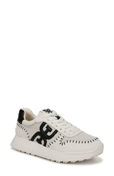 Sam Edelman Langley Woven Sneaker In Ivory/black