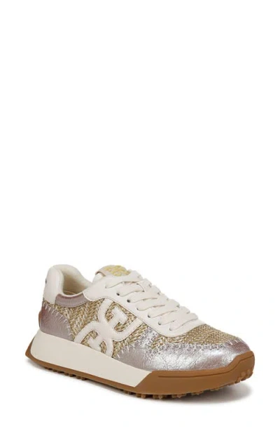 Sam Edelman Langley Woven Sneaker In Natural/gold
