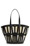 Sam Edelman Large Bay Dye Cut Leather & Canvas Tote In Black