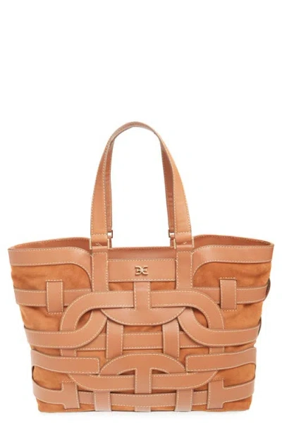 Sam Edelman Large Bay Leather Shopper Tote In Cognac
