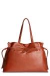 Sam Edelman Large Poppy Drawstring Leather Crossbody Bag In Brown