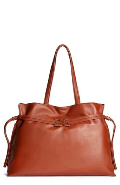 Sam Edelman Large Poppy Drawstring Leather Crossbody Bag In Brown