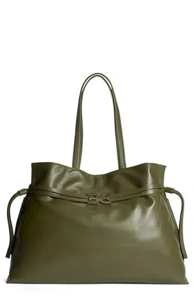 Sam Edelman Large Poppy Drawstring Leather Crossbody Bag In Green