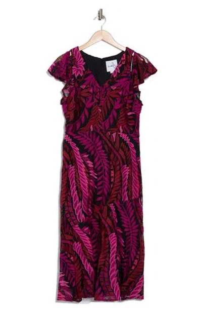 Sam Edelman Laurel Embroidered Leaf Dress In Pink
