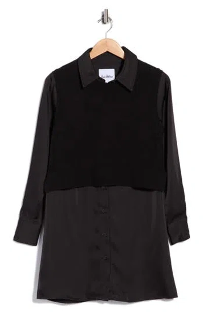 Sam Edelman Layered Long Sleeve Shirtdress In Black