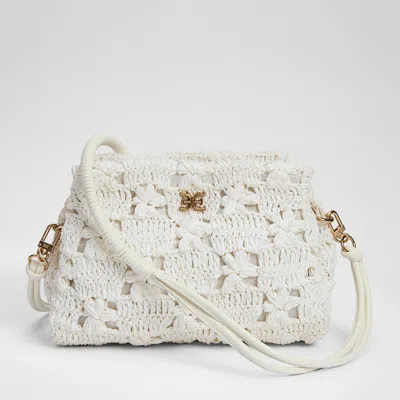 Sam Edelman Layla Floral Raffia Clutch Eggshell Raffia In White