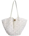 Sam Edelman Layla Floral Raffia Fan Tote In Eggshell