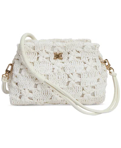 Sam Edelman Layla Floral Raffia Shoulder Bag In Eggshell
