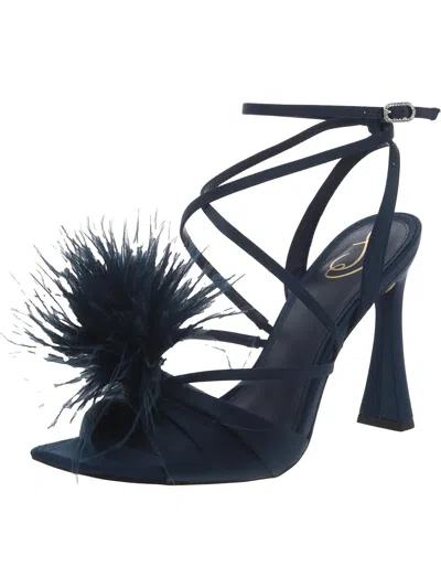 Sam Edelman Layton Womens Feathers Ankle Strap Heels In Black