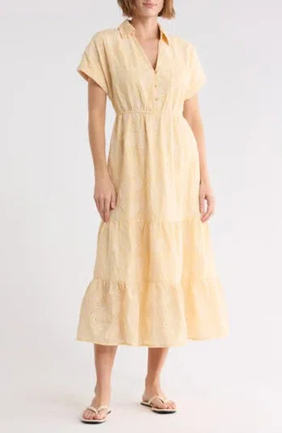 Sam Edelman Leaf Print Shirtdress In Yellow