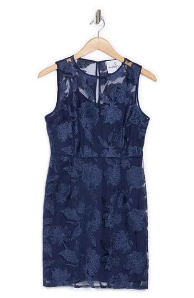 Sam Edelman Leafy Embroidered Sheath Dress In Navy