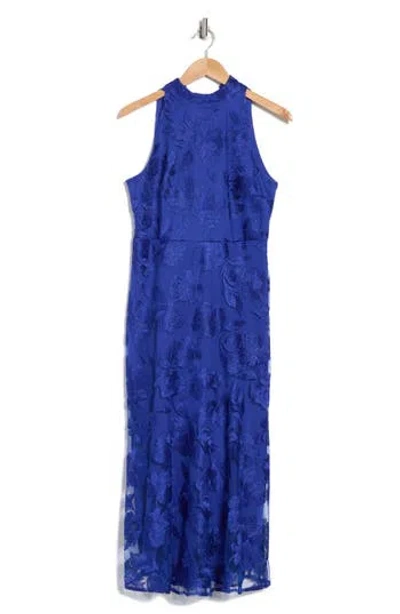 Sam Edelman Leafy Embroidered Sheath Maxi Dress In Cobalt