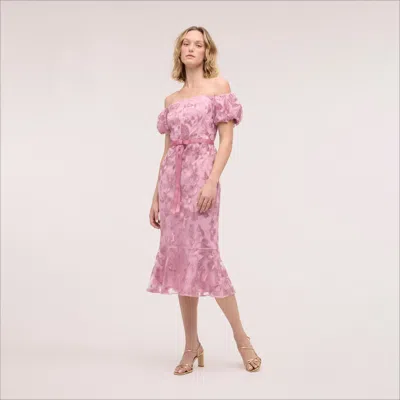 Sam Edelman Leafy Off The Shoulder Midi Dress Rose In Pink