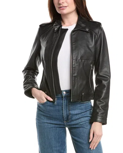 Sam Edelman Leather Moto Jacket In Black