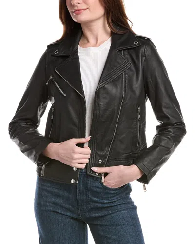 Sam Edelman Leather Moto Jacket In Black