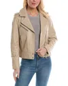 Sam Edelman Leather Moto Jacket In Beige