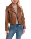 Sam Edelman Leather Moto Jacket In Brown