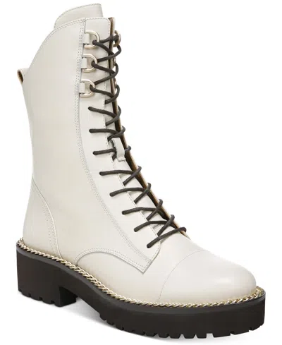 Sam Edelman Lenley Combat Boots Women's White Leather Mid-calf Jobb143
