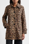 Sam Edelman Leopard Print Water Repellent Rain Jacket In Brown