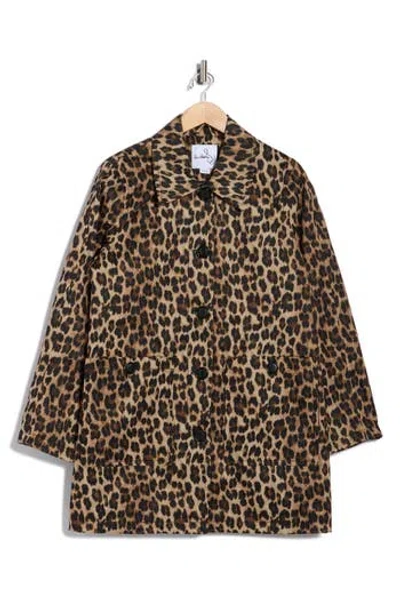 Sam Edelman Leopard Print Water Repellent Rain Jacket In Animal Print