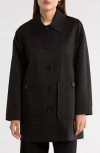 Sam Edelman Leopard Print Water Repellent Rain Jacket In Black