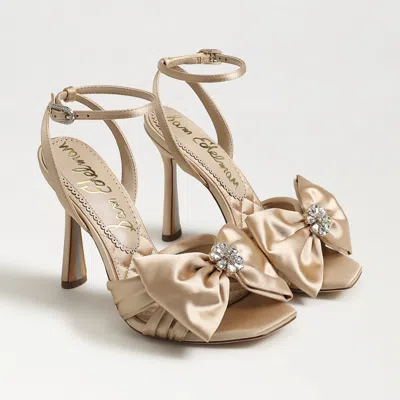 Sam Edelman Lexi Stiletto Heel Sandal Champagne Satin In Beige
