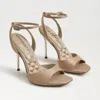 Sam Edelman Lilian Stiletto Heel Sandal Ecru Silk In Beige