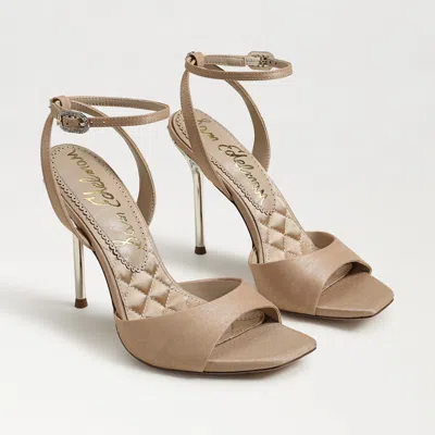 Sam Edelman Lilian Stiletto Heel Sandal Ecru Silk In Beige