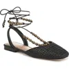 Sam Edelman Lily Ankle Wrap Mule Black Raffia In Black