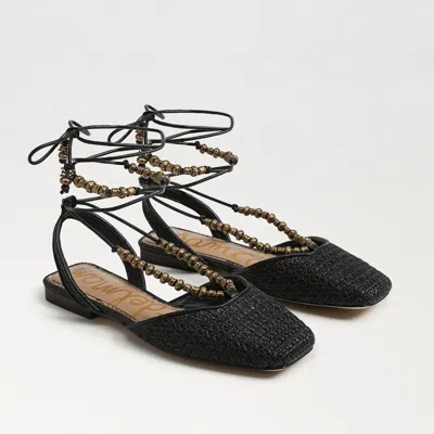 Sam Edelman Lily Ankle Wrap Mule Black Raffia
