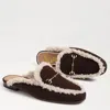 Sam Edelman Linnie Bit Cozy Mule In Café Noir Dark Brown Suede In Multi